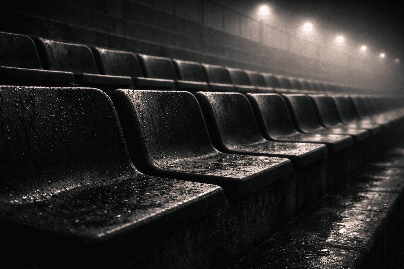 Stadium seats under floodlights